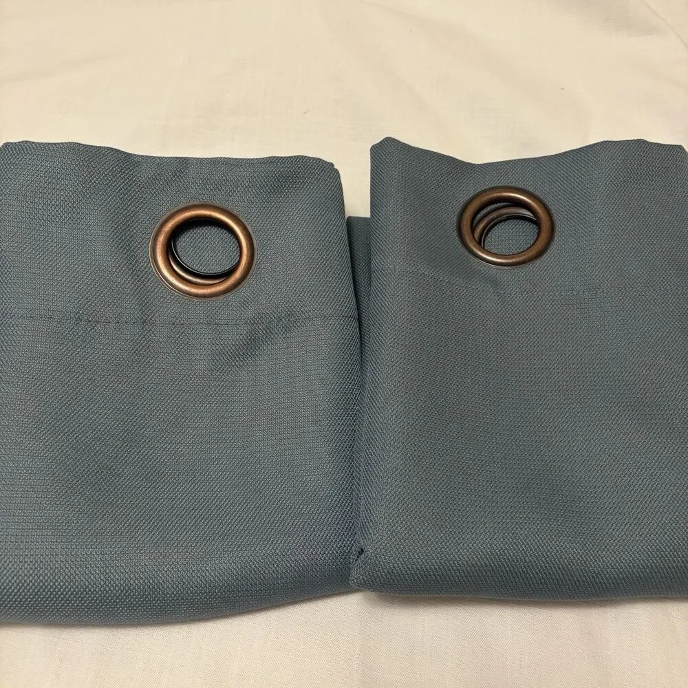 Set of 2 Teal Curtains Grommets Teal Blue-Green 48” x 84”